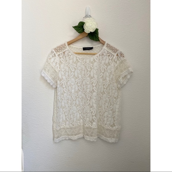 The Limited Tops - The Limited NWOT • Sheer Embroidered Lace Blouse
